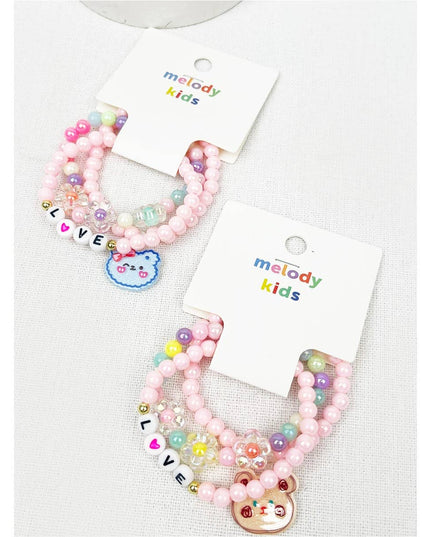 Love and Bear Theme Kids Layering Bracelet Set