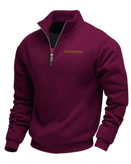 Half Zipper Loose Stand Collar Men Pullover Hoodie
