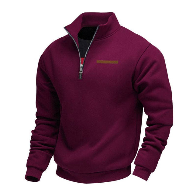 Half Zipper Loose Stand Collar Men Pullover Hoodie
