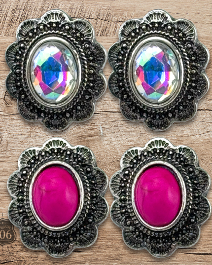 Western mini concho post earring