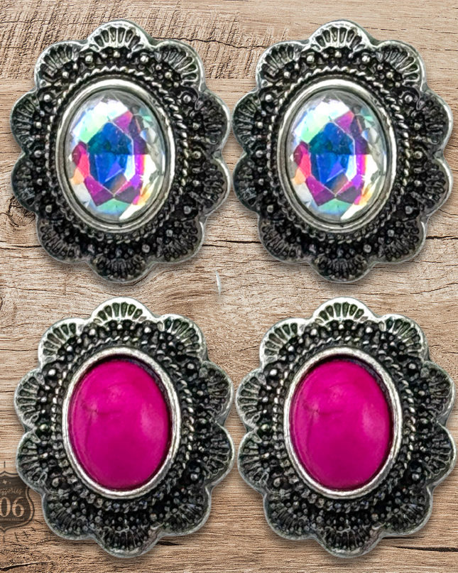 Western mini concho post earring