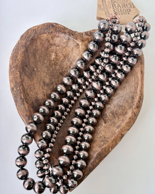 3 Layered Western Style Muti Size Navajo Pearl Bead Necklace