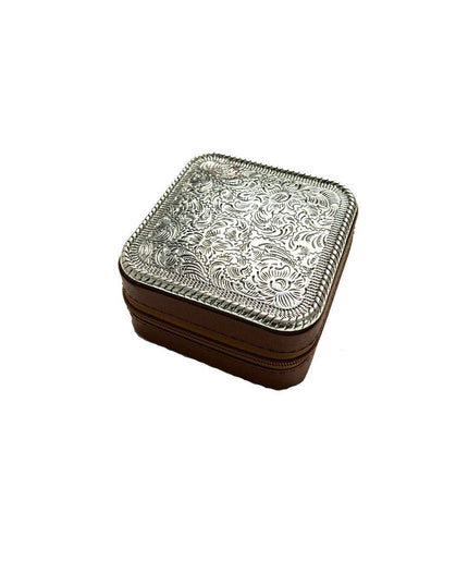 WESTERN ETCHED METAL PLATE JEWELRY BOX