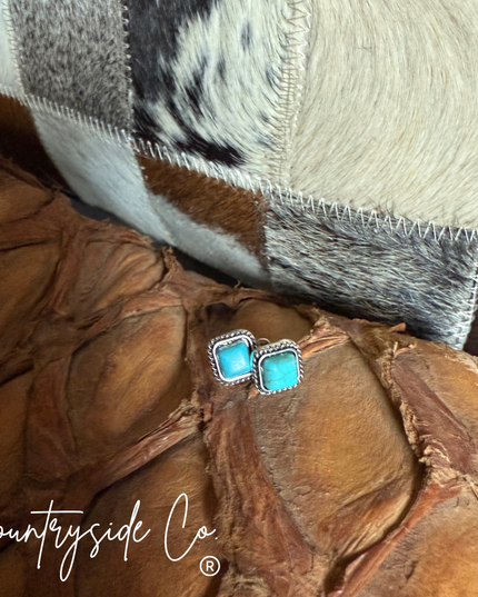 Turquoise Square Stud  Earrings