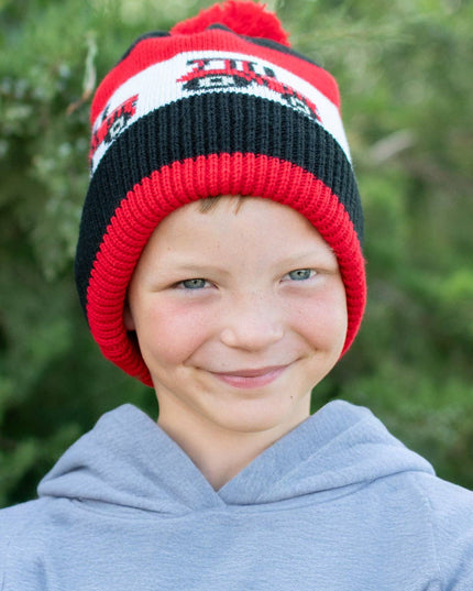 Red Tractor Knit Pom Beanie - Youth