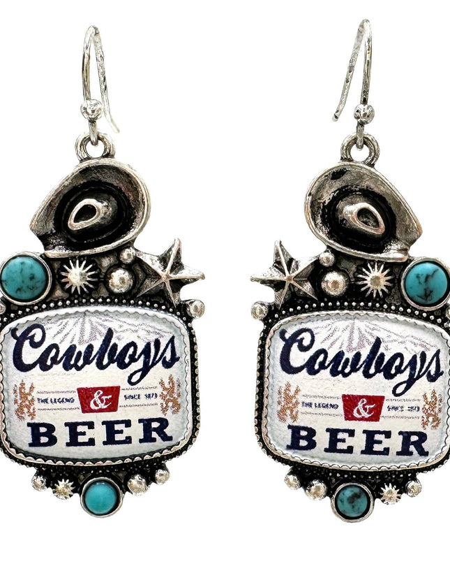 Cowboys Beer Dangle Earrings