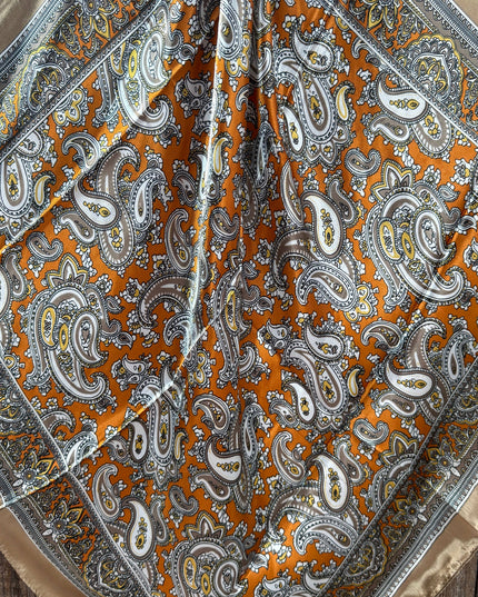 35X35" Yellow and Tan Paisley Wild Rag / Scarf WR2142