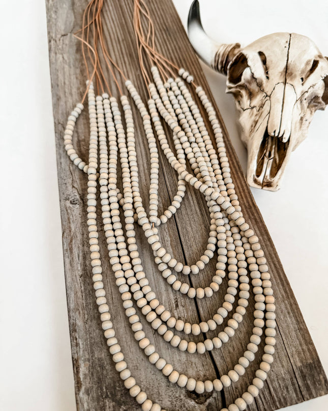 Multi Strand Wood Bead Boho Necklace
