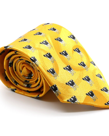 Cow Yellow Necktie with Handkerchief Set