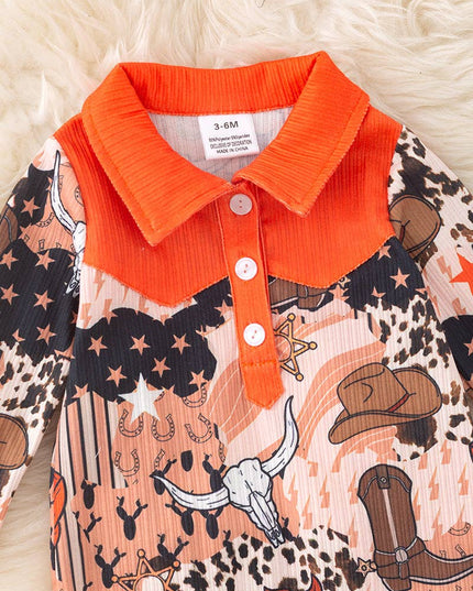 Boys western printed baby romper. RPB50619 Sol