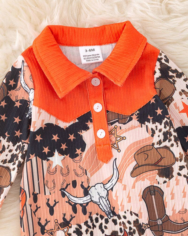 Boys western printed baby romper. RPB50619 Sol