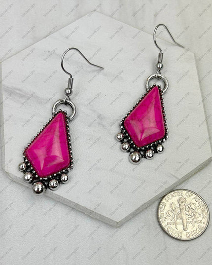 CER240805-05-SILVER-BLUE          Silver metal with blue turquoise stone Earrings