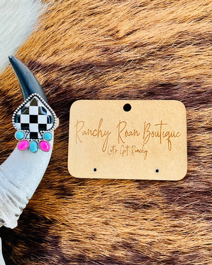 Western Checker Spade Stretch Ring