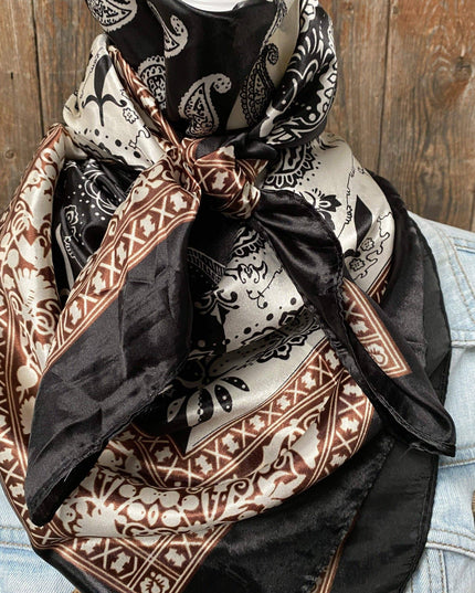 35X35" Two Tone Black Paisley Wild Rag / Scarf WR2559