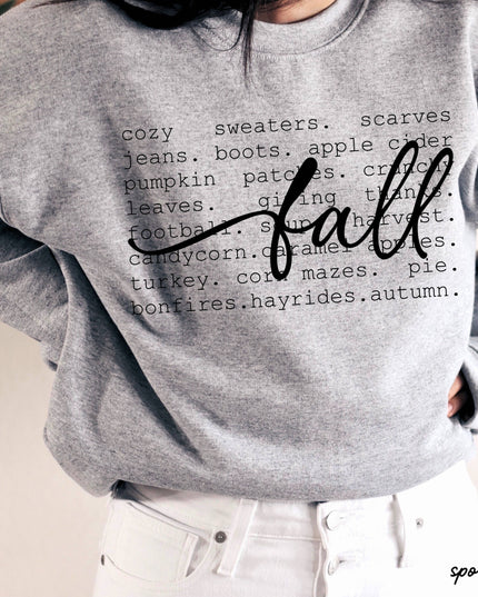 Fall Words Sweatshirt *5 Colors (S-3X)