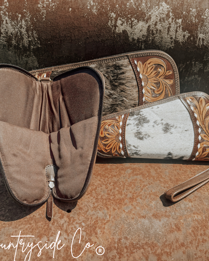 Handmade Tooled Leather and Cowhide Case