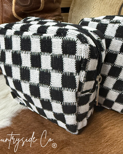 Mini checkered organizer travel pouch case