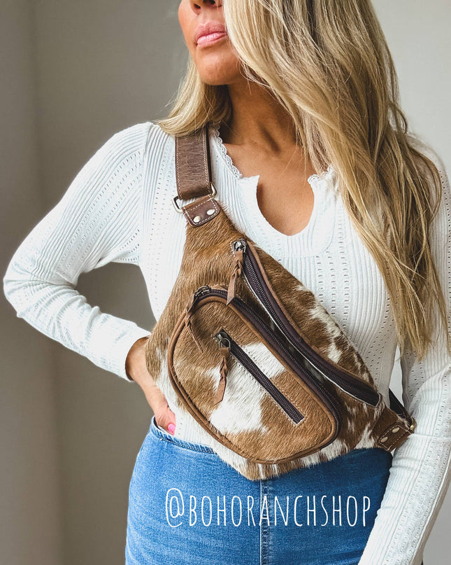 Western Hairon Cowhide Fanny Pack - bum bag sling bag