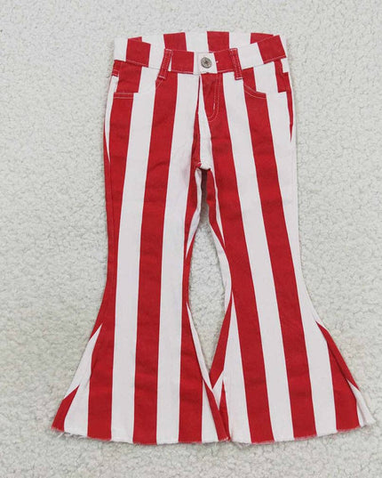 Baby Girls Red Stripes Denim Bell Pants