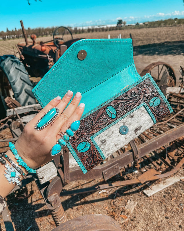 Turquoise Vibes Cowhide Wallet a Haute Southern Hyde