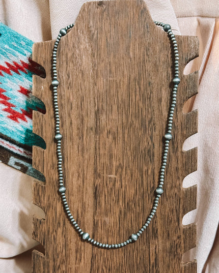 Western Faux Silver Navajo Pearl 4mm 8mm Necklace