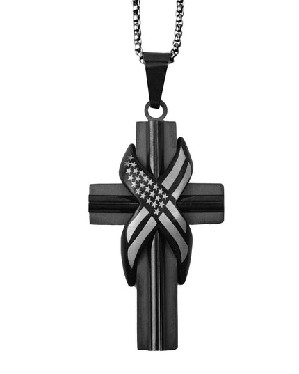 HOLD FAST Mens Necklace Wrapped Flag Cross