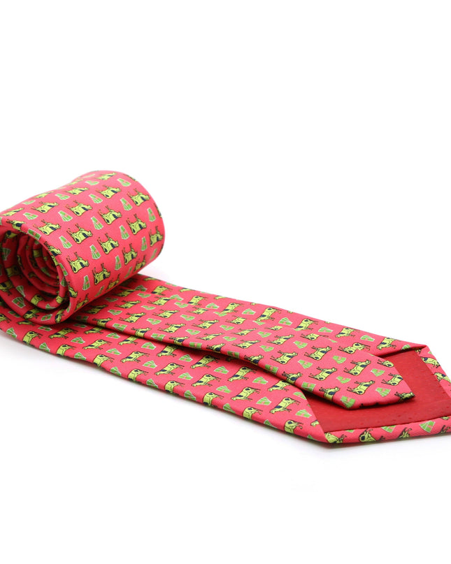 Cow Coral Necktie with Handkerchief Set