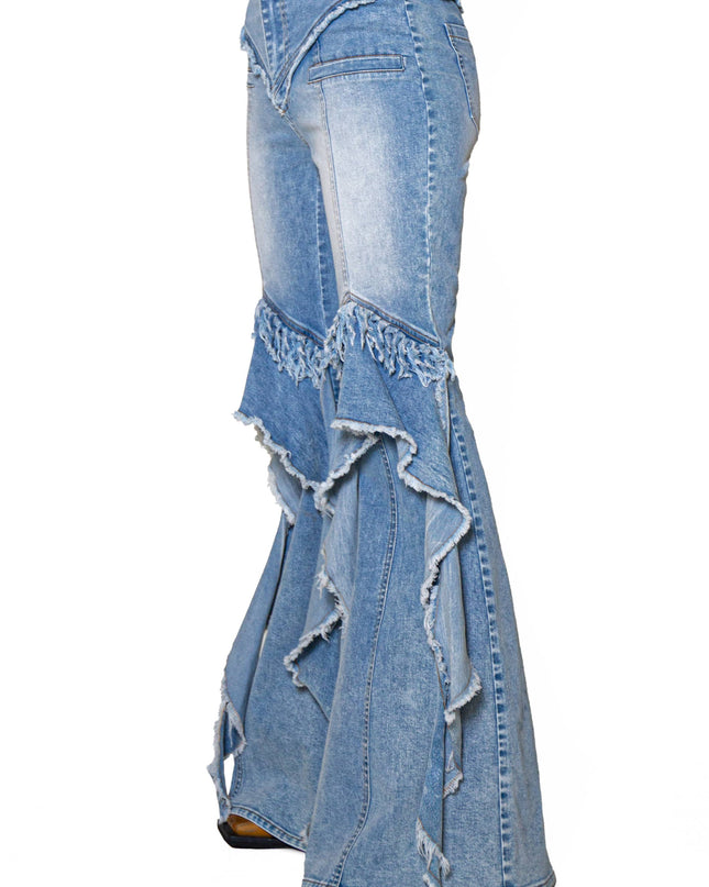 Frayed Romance Ruffle Flare Jean