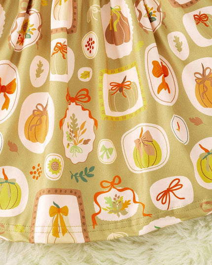 Multi printed pumpkin dress with vest. OFG51759 SOL