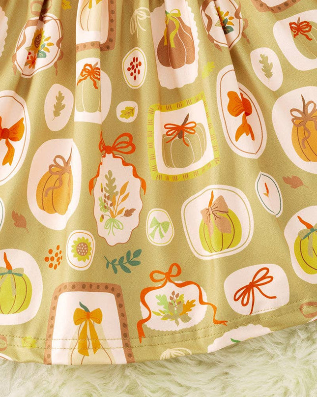 Multi printed pumpkin dress with vest. OFG51759 SOL