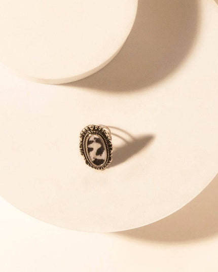 Outlaw Hide Statement adjustable Ring for Women with hair-on cowhide detail for premium western wear