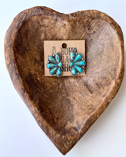 Western Squash Blossom - Stone Stud Earrings