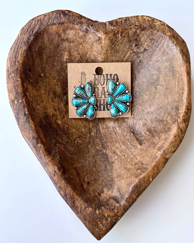 Western Squash Blossom - Stone Stud Earrings