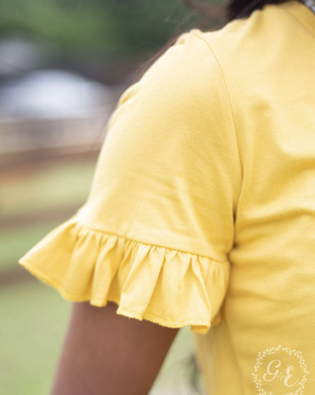 Readily Ruffled Short Sleeve Tee, Mustard