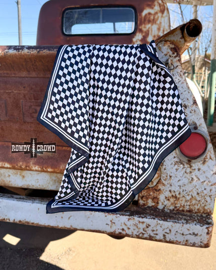 SMALL Black Checkered Out Wild Rag/ Scarf