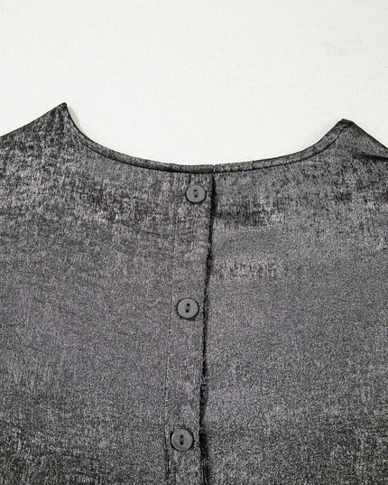Silver Metallic Ruffle Shoulder Sleeveless Party Top