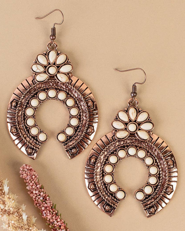Western Earrings - Turquoise Stone Details