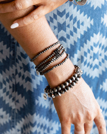 5 Strand Faux Navajo Pearl Bracelet w/ Silver Accents