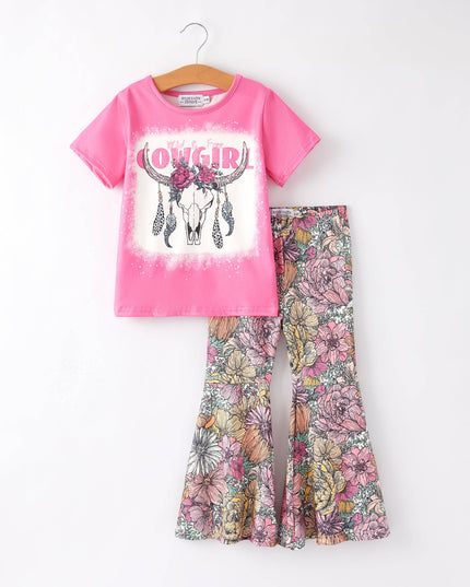 Girls Western Cow Leopard Print Cow Six-Piece Set