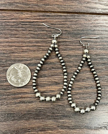 725374, Handmade Silver/Navajo Bead Earrings