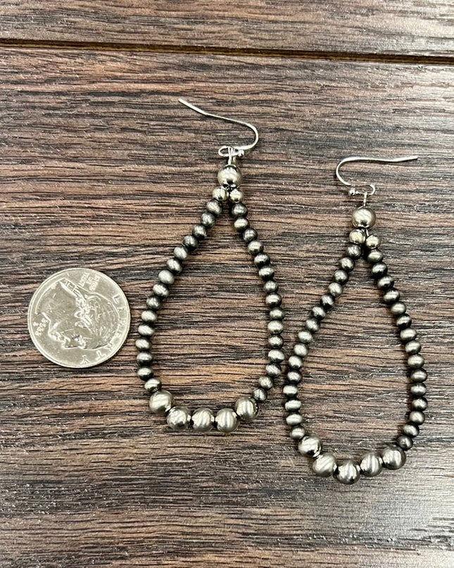725374, Handmade Silver/Navajo Bead Earrings
