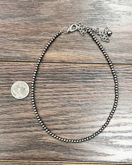 737963, 15" Handmade 4mm Polish Navajo Bead Necklace
