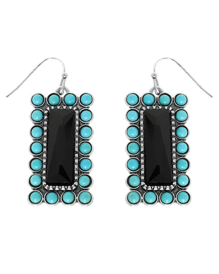 Western Vertical Turquoise Bar Earrings