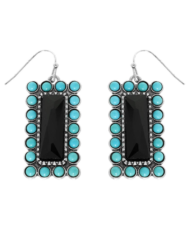 Western Vertical Turquoise Bar Earrings