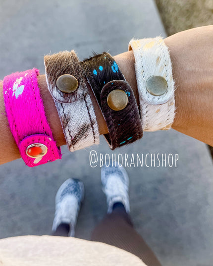 Western Hair on Cowhide Cuff Bracelet