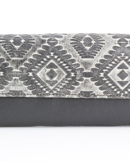 Women’s Grey Aztec Leather Clutch Wallet ABLW 18-2503