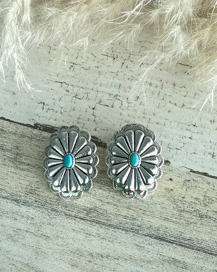 Western Concho Turquoise Earrings