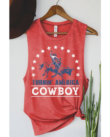 TURNIN AMERICA COWBOY GRAPHIC TANK TOP