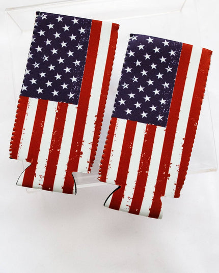 Red, White, & Blue Flag Tall Coozie 2-Pack