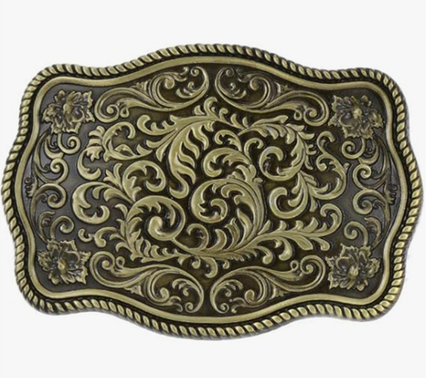 Rectangle Flora Etched Buckle 1812BNZ